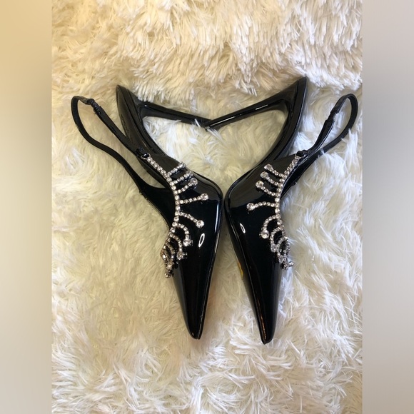 Steve Madden Black Slingback Heels with Rhinestone Detailing - Picture 13 of 16